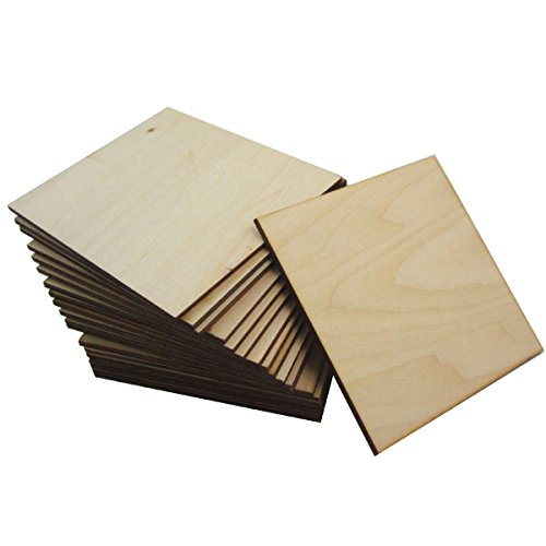 WINGONEER 20pcs 10x10cm Square plywood Wooden Blank Wood Slices DIY Crafts Common wood for Creating Jewelry Painted Christmas Tree Decorated craft Projects - Thickness: 3mm - Thumbnail 3