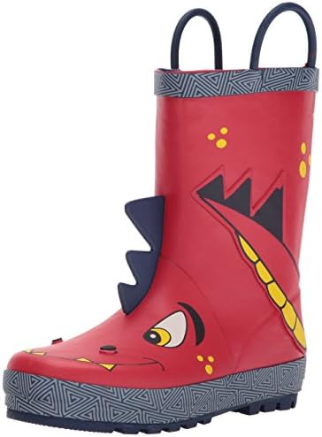 Western Chief Boys Waterproof Printed Rain Boot with Easy Pull On Handles