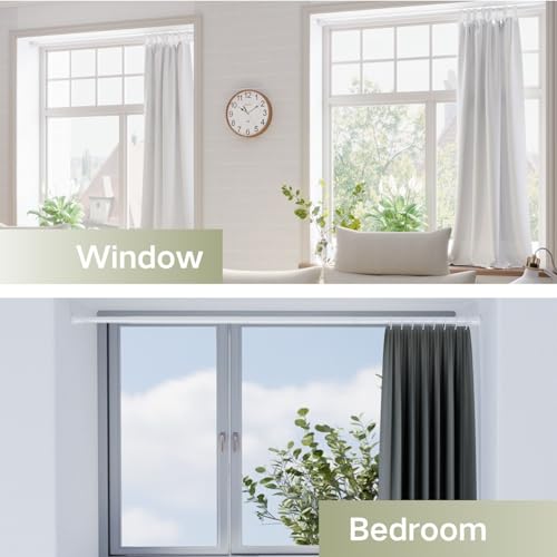 Extendable Telescopic Curtain Rod Extendable Window Tension Rod No Drilling Shower Curtain Pole,Tension Rod for Curtains,Kitchen, Closet,Hanging Pole No Tool Require, 185-250 cm (72.8-98.4"), White