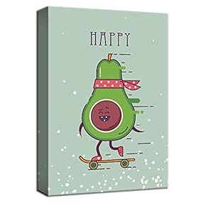 Cartoon Happy Green Pear Painting Artwork for Framed