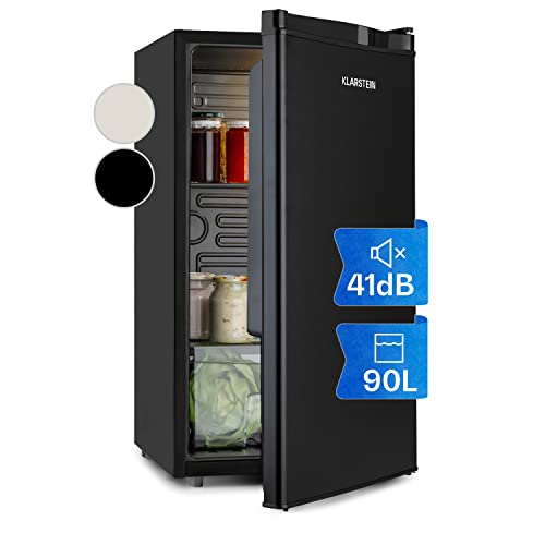 Klarstein Obsidian - Kühlschrank, Volumen: 91 Liter, innen und außen schwarz, 7 Kühlstufen, Gemüsefach, Geräuschentwicklung: 42 dB, schwarz