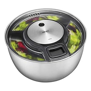 GEFU Originele slacentrifuge Speed Wing 28160 – uitstekend gedroogde salade in geserveerde roestvrijstalen kom, zilver…
