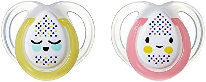 Closer To Nature Night Time Soother Twin Pack - 0-6m (Pink/Yellow)