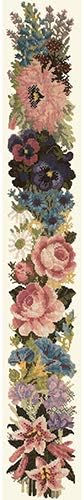 Midsummer Bell Pull Needlepoint Kit on Winter White background by Elizabeth Bradley premium needlepoint tapestry with 100% wool yarns.