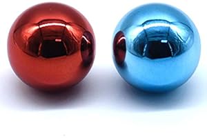 Arcity 2 Pcs Arcade Joystick Ball Top Chrome Handle Rocker Round Head for Arcade Fighting Joystick Controller Game DIY Parts Kit Replacement M6 Red and Blue Durable New