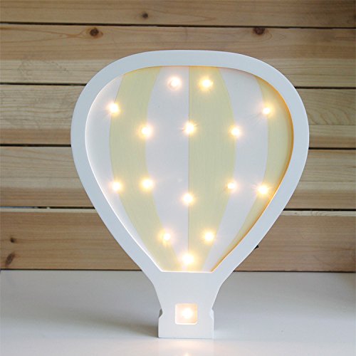 SQL Wooden hot air balloon LED night light children's room wall festive decoration lights , yellow