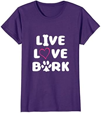 Womens Dog Lovers Tshirt - Live Love Bark XL Purple