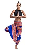 Harem Pants Unisex Dashiki Jumpsuit Harem Pants for Men & Women in Blue