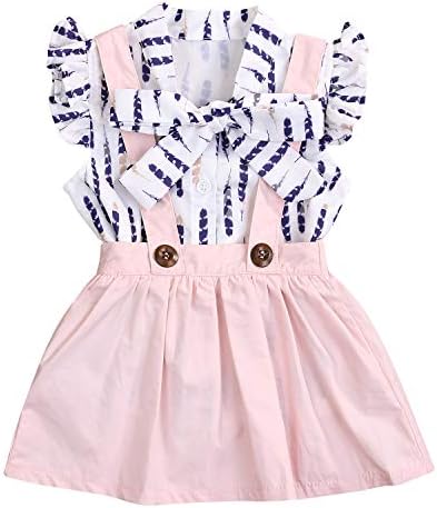 Toddler Girls Outfits 2pcs Baby Romper Clothes Set Girl Floral Jumpsuit+Strap Skirt Outfits