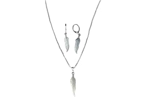 Sterling Silver feather earrings and necklace set
