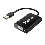 Moread USB 3.0 to VGA Adapter (Male to Female) for Windows and Apple Mac, Multi Monitor Display, MacBook Air, MacBook Pro, Surface, and More - Black