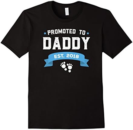 Mens Promoted To Daddy Est. 2018 Gift For New Daddy T-Shirt Baby 2XL Black
