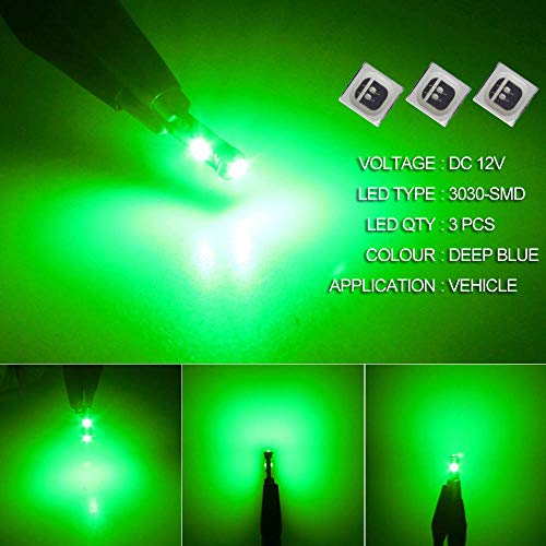 DODOFUN Green T5 37 74 LED Bulb with Twist Lock Socket PC74 PC37 Dashboard Instrument Panel Gauge Cluster Light Pack of 10