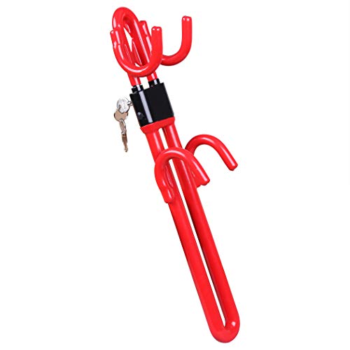 CARTMAN Anti-Theft Steering Wheel Lock with Four Hook, Red