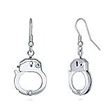 BERRICLE Rhodium Plated Base Metal Handcuffs Fish Hook Fashion Dangle Drop Earrings
