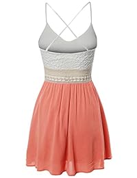 Awesome21 Vestido plisado de cuello alto para mujer con cinturilla