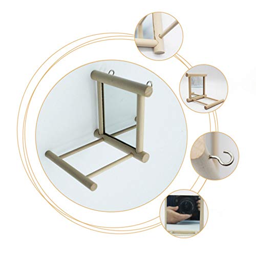 Bird Mirror,Cockatoo Playground,Parrot Ladder,Parakeet Sun Bath,Perch Platform Stand,Bird Perches for Parrots Stand Wooden Play Toys for Budgies,Cockatiel,Conure,Finch Lovebird by BLSMU - Thumbnail 4