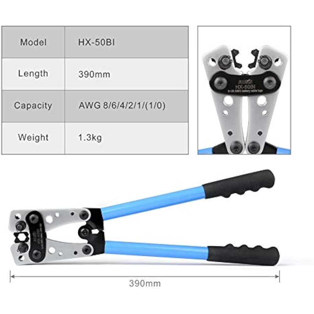 Battery Cable Lug Crimping Tool From AWG 81/0 With Cutter 701715365919