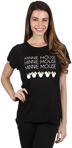 Disney Women's Minnie Mouse Golden Bows Regular T Shirt (L)
