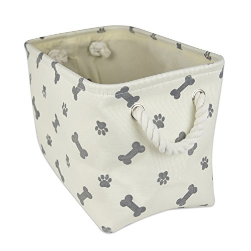 DII Bone Dry Small Rectangle Pet Toy and Accessory Storage Bin, 14x8x9", Collapsible Organizer Storage Basket for Home D&eacute;cor, Pet Toy, Blankets, Leashes and Food-Gray Bone