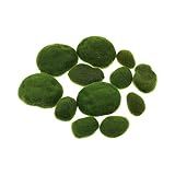LJY 12 Pieces Assorted Sized Artificial Moss Rocks Decorative Faux Stones for Floral Arrangements, Fairy Gardens, Terrariums and Crafting