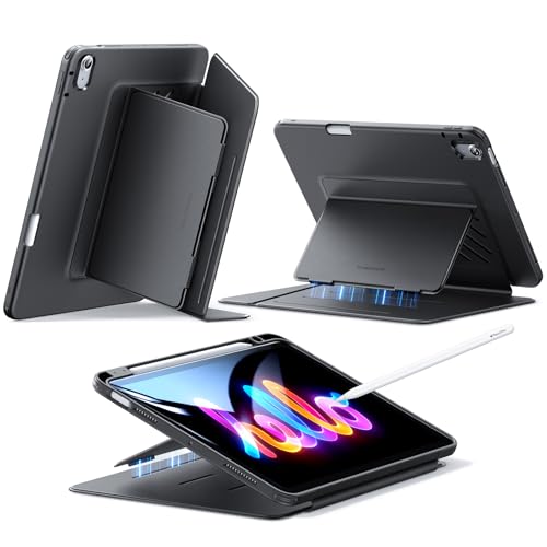 ESR for iPad Air 11 Inch Case M3/M2 (2025/2024), iPad Air 5th/4th Gen (2022/2020), Vertical Stand Cover, Multi Stand Angles, Ultra-Stable Case with Pencil Holder, Auto Wake/Sleep, Black