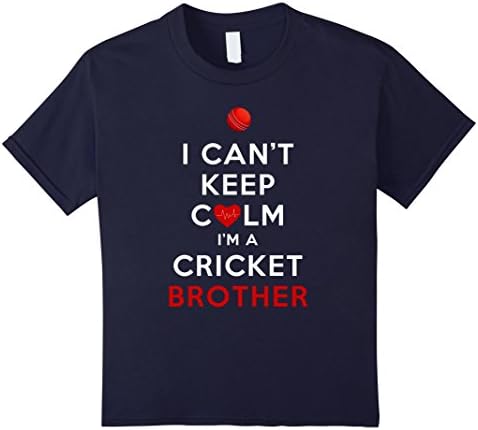 Kids I Can't Keep Calm I'm a Cricket Brother Shirt 12 Navy