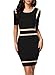 Miusol Women's Scoop Neck Optical Illusion Busniess Bodycon Dress, Black, Medium