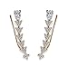 EAR VINES Ear Cuff Pin Cubic Zirconia Ear Crawlers Climbers 1 Pair (Gold)