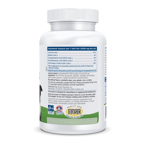 NORDIC NATURALS OMEGA-3 PET, UNFLAVORED – 90 SOFT GELS – 330 MG OMEGA-3 PER SOFT GEL – FISH OIL FOR DOGS WITH EPA & DHA – PROMOTES HEART, SKIN, COAT, & IMMUNE HEALTH