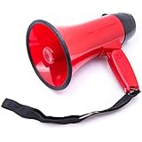 BEMLDY Portable Megaphone Bullhorn 20 Watt Power with Built-in Siren/Alarm-Adjustable Volume -Strap Powerful and Lightweight (Red)