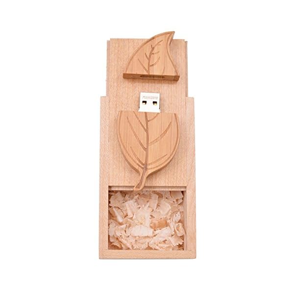 USB Stick 32GB Holz Blatt USB 2.0 Flash Laufwerk mit Walnuss-Box Speicherstick Pendrive Datenablage Memory Stick 32 GB…