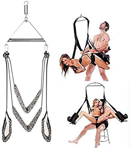 360 Degree Spinning Swivel Swing -Swivél Šwíng Set for Adult Play-Ceiling Hold Up to 600lbs with Steel Triangle Frame and Spring Fits Couples Pleasure(Black) Only Sold by" Zero Distance Shop"