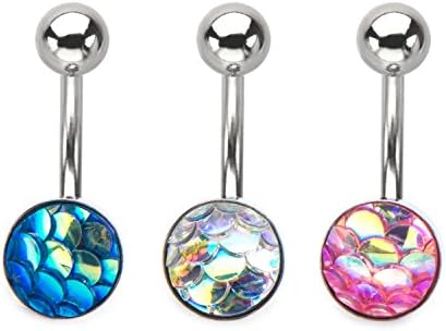 GranTodo 14g 7/16 Inch 316L Stainless Steel Mermaid Cast Fixed Charm Navel Ring
