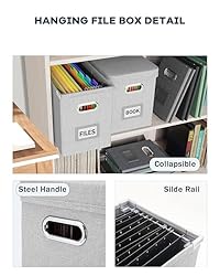 Oterri File Organizer Box with Lid, Hanging Filing