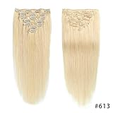 Bleach Blonde Double Weft Clip in Human Hair Extensions Full Head 14