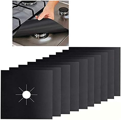 Gas Stove Burner Covers 10 Pack, Oninaa Double Thickness Gas Range Protectors, Reusable, Non-Stick, Heat-resistant, Black (10.6" x 10.6")