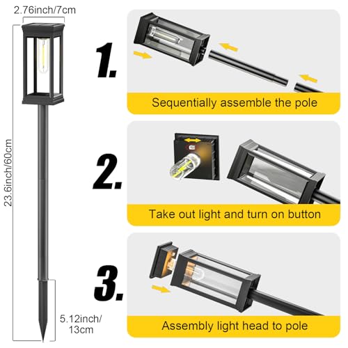 Amzxart Outdoor Solar Garden Light, Set of 8 Solar Outdoor Lights, IP65 Automatic Ignition Solar Garden Lamp for Balcony, Patio, Path, Lawn, Outdoor, Warm White
