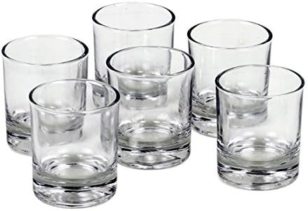 Set of 6 Clear Glass Holders for Votive Candles, Multicolor, 16.5 x 11.5 x 7 cm