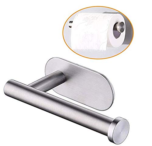 Self Adhesive Toilet Paper Holder, Kmeivol Portable Brushed Nickel Toilet Paper Holder, Wall Mounted Toilet Paper Holder with Rustproof Stainless Steel Brushed