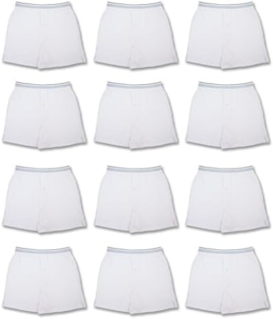 Men's 12 Pack Cotton Boxer Sleep Shorts Super Value Pack (SMALL ( 28-30), 12 Pack - Bright White)