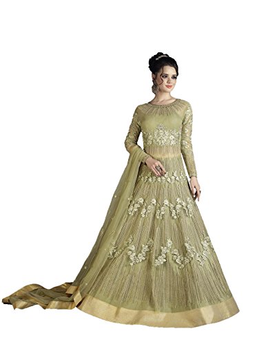 Crazybachat Indian Designer Ethnic Embroidery Net Pastel Green Color Semi |  Desertcart Mauritius