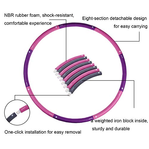 NEOWEEK | Upgraded | Weighted Hula Hoops for Exercise - 3lb, Professional Adult Hula Hoop for Weight Loss (Purple)