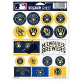 MLB Milwaukee Brewers 27169012 Vinyl Sticker Sheet, 5" x 7"