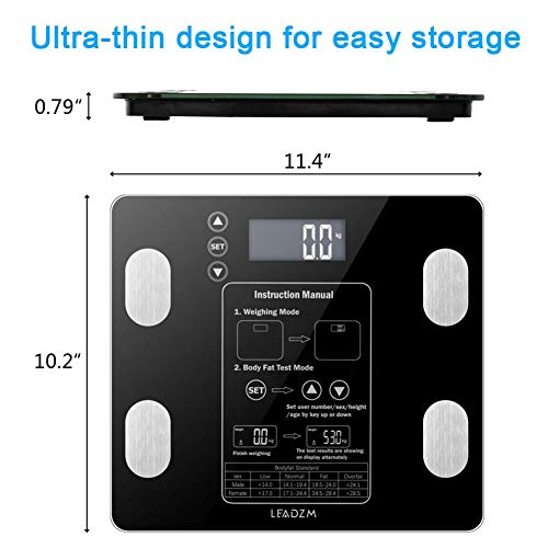 DLMZY Digital Body Weight Bathroom Scale Digital Bathroom Scale Digital Body Fat Scale Health Analyser Fat Muscle BMI Black (Ships from US Warehouse)