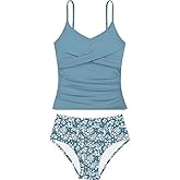 Mukola Girls Tankini Swimsuits Two Piece Bathing Suit Criss Cross Ruched Swimwear Set for Girls 9-16 Years