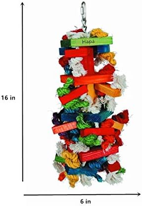 Knots Block Chewing Bird Toys - HapaUS (2018 new) Pet Bird Cage Toys For Perfect for Agility training or Entertain Parakeet, Finch, Canary or Parrot (Large 16 Inch)