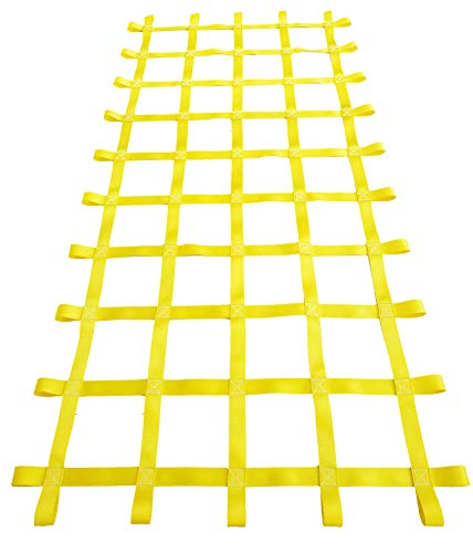 FONG 8 ft X 4 ft Climbing Cargo Net Yellow- Swing Set Accessories - Indoor Climbing net - Outdoor Playground Swing, Belt Swing, Playground Hanging Step Ladder