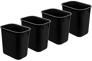 Acrimet Wastebasket, Deskside Bin, 3.25 Gallon/13 Quart/ 12 Liter (Plastic) (Black Color) (Set of 4)