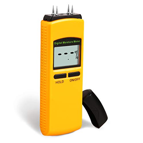 Wood Moisture Meter, Terme Digital Portable Wood Water Moisture Tester, 4 Sensor Pins and one 9V Battery(Both Included) Range 5% - 40%, Accuracy: +/-1%